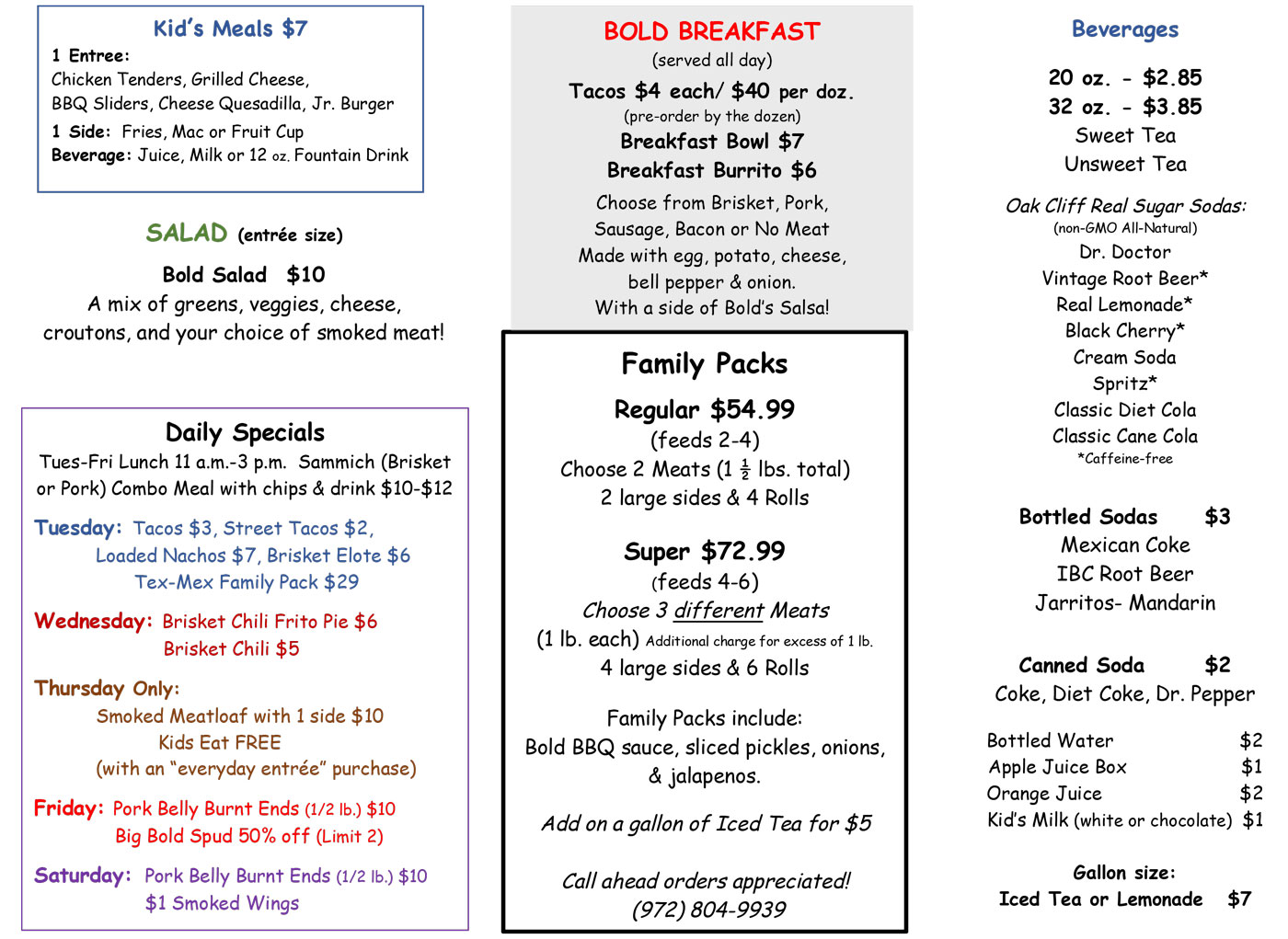 Restaurant Menu September 2026
